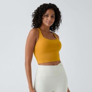 NWT Halara In My Feels Crisscross Backless Cropped Yoga Tank Top Golden Yellow M